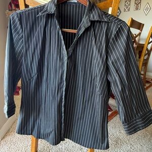 Source Unknown Black and White Striped Blouse
